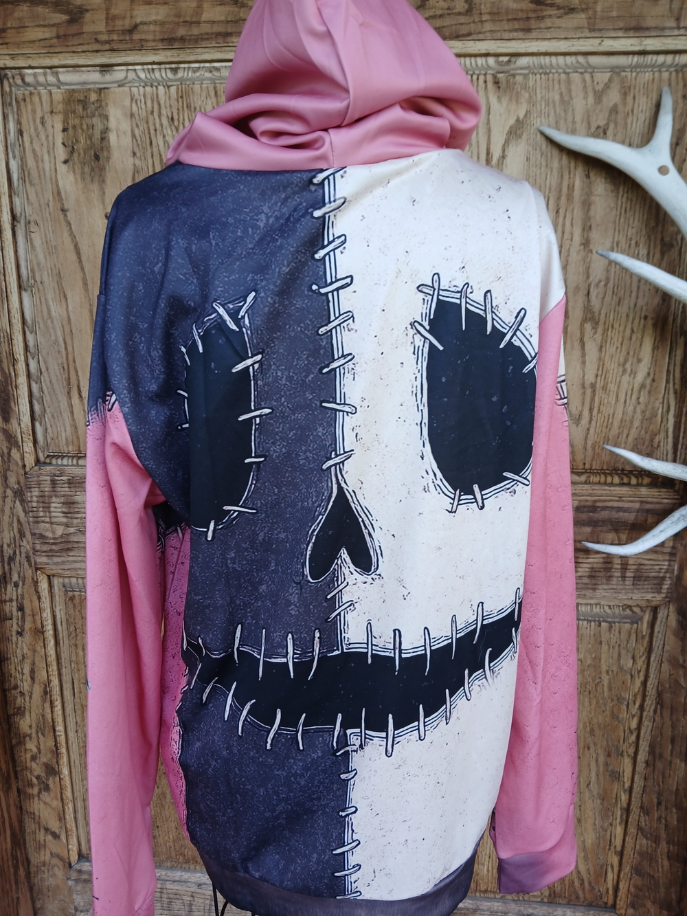 Skull Stitch Graphic Hoodie in Pink Black Nightmare Before Christmas XL - Picture 4 of 5